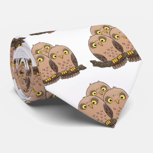 Cute baby owl trio cartoon illustratie stropdas