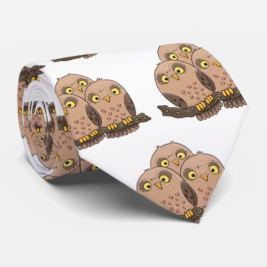 Cute baby owl trio cartoon illustratie stropdas (Opgerold)