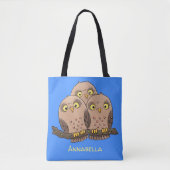 Cute baby owl trio cartoon illustratie tote bag (Voorkant)