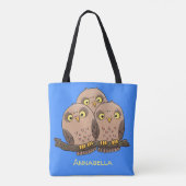 Cute baby owl trio cartoon illustratie tote bag (Achterkant)