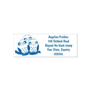 Cute baby owl trio cartoon illustratie zelfinktende stempel
