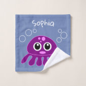Cute Baby Paars Octopus Patroon Bad Handdoek (Wasdoekje)