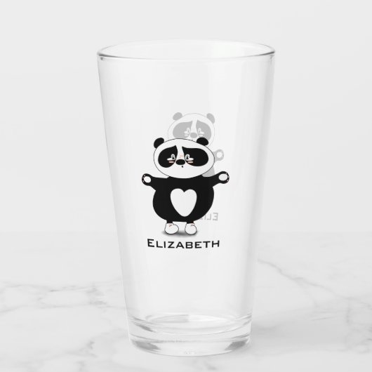 Cute Baby Panda add Name Glas (Achterkant)