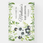Cute Baby Panda Beer Cub Greenery Bamboo Backdrop Spandoek (Verticaal)