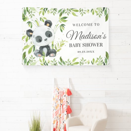 Cute Baby Panda Beer Cub Greenery Bamboo Backdrop Spandoek (Insitu)