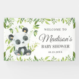 Cute Baby Panda Beer Greenery Bamboo Backdrop Spandoek