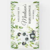 Cute Baby Panda Beer Greenery Bamboo Backdrop Spandoek (Verticaal)