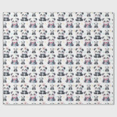 Cute Baby Panda Beer Patroon Wit Cadeaupapier (Vlak)