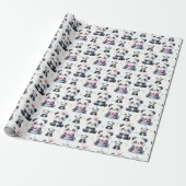 Cute Baby Panda Beer Patroon Wit Cadeaupapier (Uitgerold)