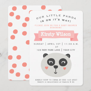 Cute Baby Panda Beer   Uitnodiging tot Baby shower