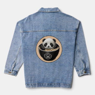 Cute Baby Panda Beer zwemt in een hok ramen Denim Jacket