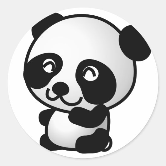 Cute Baby Panda Cartoon Ronde Sticker (Voorkant)