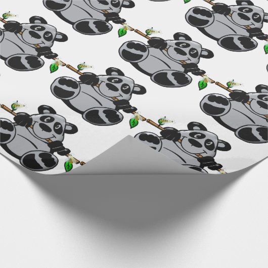 Cute Baby Panda Eating Bamboo Cadeaupapier (Hoek)