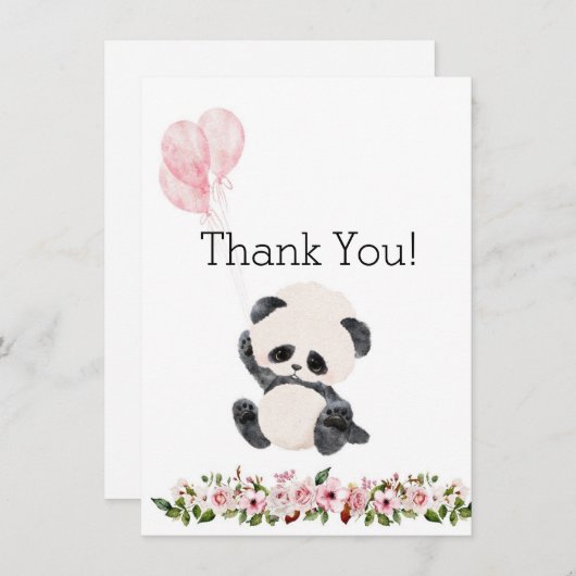 Cute Baby Panda Flat Hartelijk dank Bedankkaart (Voorkant / Achterkant)