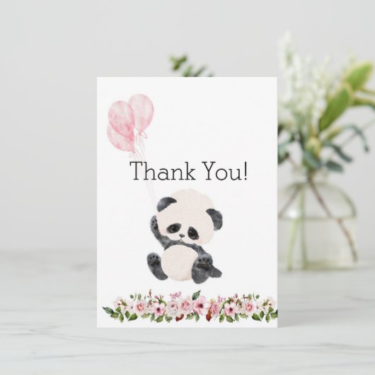 Cute Baby Panda Flat Hartelijk dank Bedankkaart (Staand voorkant)