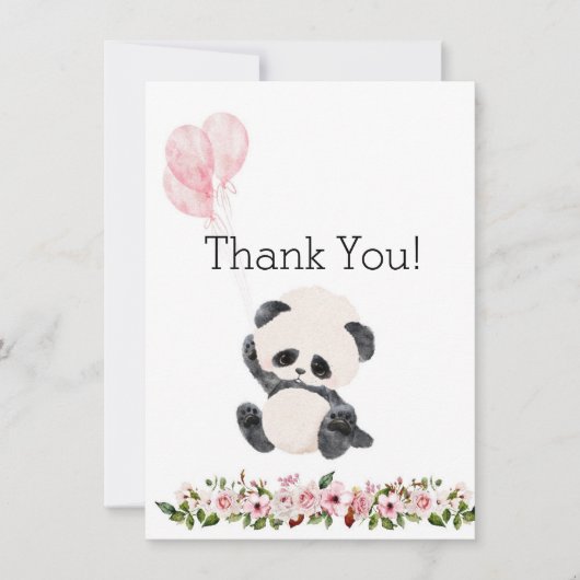 Cute Baby Panda Flat Hartelijk dank Bedankkaart (Voorkant)