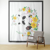 Cute baby panda florale maag wandkleed (In situ)