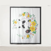 Cute baby panda florale maag wandkleed (Voorkant)