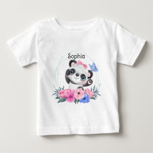 Cute Baby Panda Flower WreatCustom Name (Voorkant)