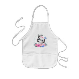Cute Baby Panda Flower WreatCustom Name Kinder Schort