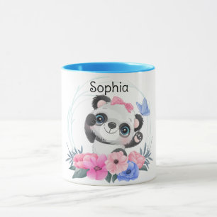 Cute Baby Panda Flower WreatCustom Name Mok