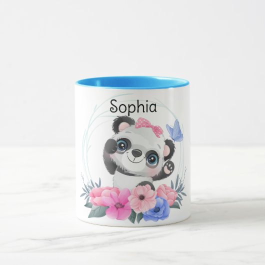 Cute Baby Panda Flower WreatCustom Name Mok (Midden)