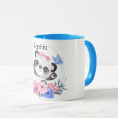Cute Baby Panda Flower WreatCustom Name Mok (Voorkant rechts)