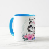Cute Baby Panda Flower WreatCustom Name Mok (Voorkant links)