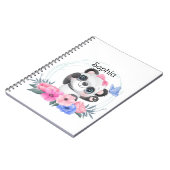 Cute Baby Panda Flower WreatCustom Name Notitieboek (Linkerzijde)