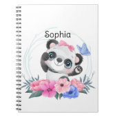 Cute Baby Panda Flower WreatCustom Name Notitieboek (Voorkant)