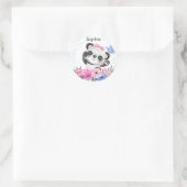 Cute Baby Panda Flower WreatCustom Name Ronde Sticker (Tas)