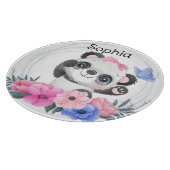 Cute Baby Panda Flower WreatCustom Name Snijplank (Hoek)