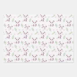 Cute Baby Panda Flowers Baby shower Inpakpapier Vel
