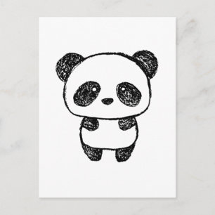 Cute Baby Panda getekend in Charcoal #3 Briefkaart