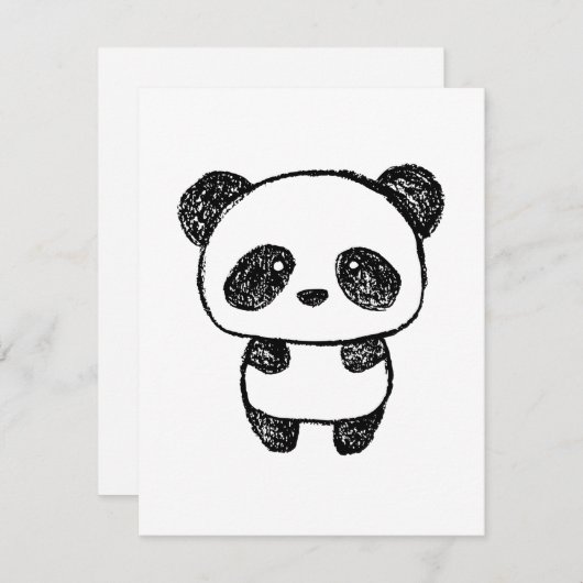 Cute Baby Panda, getekend in Charcoal - Amanda Roo (Voorkant / Achterkant)