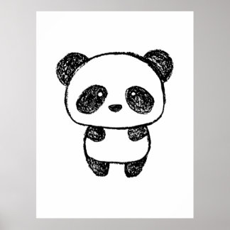Cute Baby Panda, getekend in Charcoal - Amanda Roo Poster