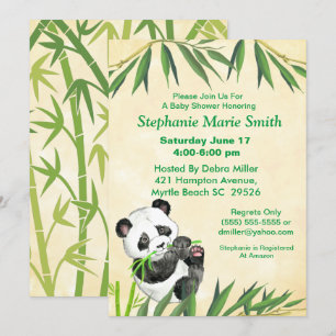 Cute Baby Panda Green Bamboo Baby shower Kaart