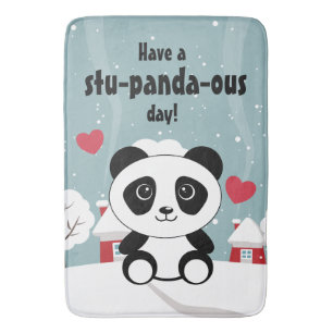 Cute Baby panda in Winter Sneeuwgrijs Badmat