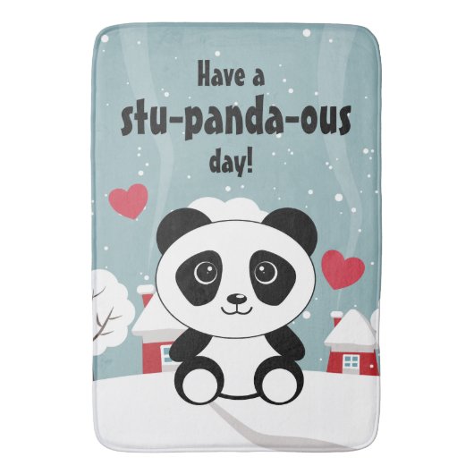 Cute Baby panda in Winter Sneeuwgrijs Badmat (Voorkant Verticaal)