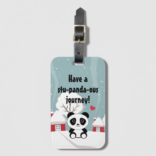 Cute Baby panda in Winter Sneeuwgrijs Bagagelabel (Voorkant (verticaal))