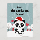 Cute Baby panda in Winter Sneeuwgrijs Feestdagenkaart (Voorkant)