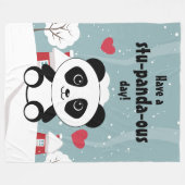Cute Baby panda in Winter Sneeuwgrijs Fleece Deken (Voorkant (Horizontaal))