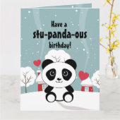 Cute Baby panda in Winter Sneeuwgrijs Kaart (Gele Bloem)