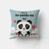 Cute Baby panda in Winter Sneeuwgrijs Kussen (Achterkant)