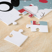 Cute Baby panda in Winter Sneeuwgrijs Legpuzzel (Zijkant)