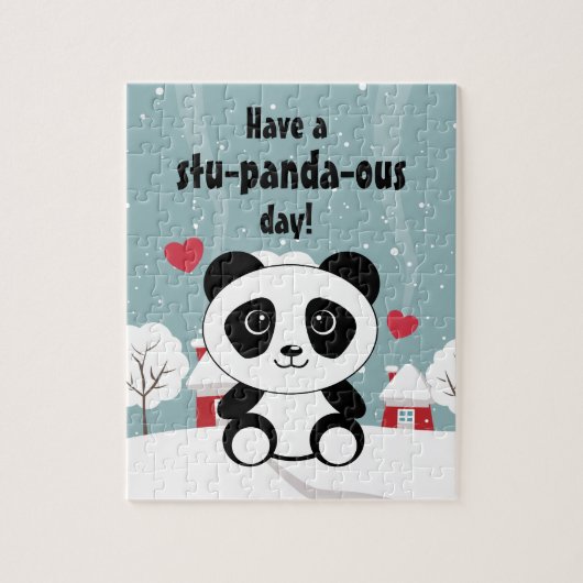 Cute Baby panda in Winter Sneeuwgrijs Legpuzzel (Verticaal)