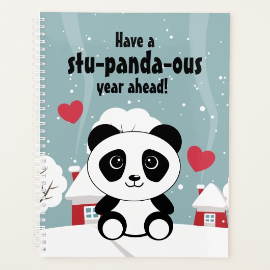 Cute Baby panda in Winter Sneeuwgrijs Planner (Voorkant)
