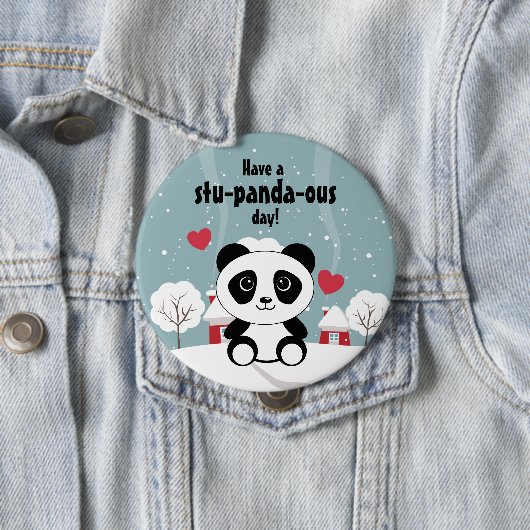Cute Baby panda in Winter Sneeuwgrijs Ronde Button 4,0 Cm (In situ)