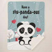 Cute Baby panda in Winter Sneeuwgrijs Sherpa Deken (Voorkant)