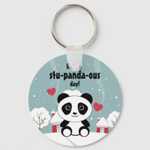 Cute Baby panda in Winter Sneeuwgrijs Sleutelhanger
